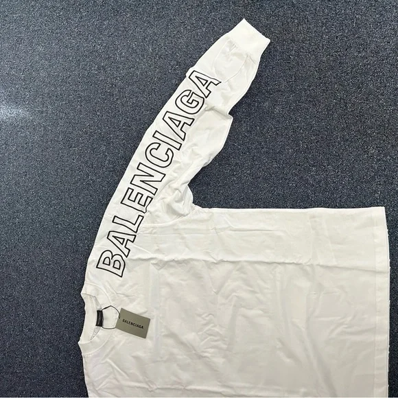 Balenciaga Oversized BB Logo Long Sleeve Shirt White/Black – Size L (Fits XXL) - Picture 3 of 15